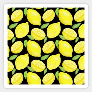 Sicilian Lemons pattern on black Sticker